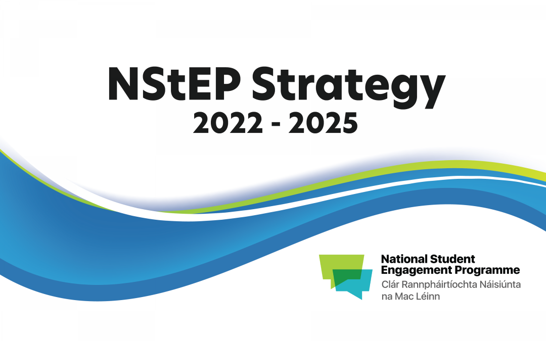 NStEP Strategy - blue and green wave across a white background with NStEP logo below
