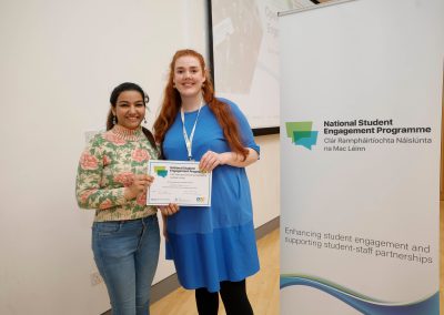 Photo of a recipient of the Student Engagement Recognition Awards with NStEP staff at the National Student Engagement Network event May 2023.